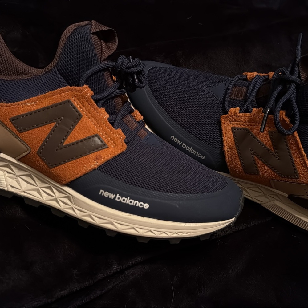 New Balance Men's Navy and Tan Sneakers